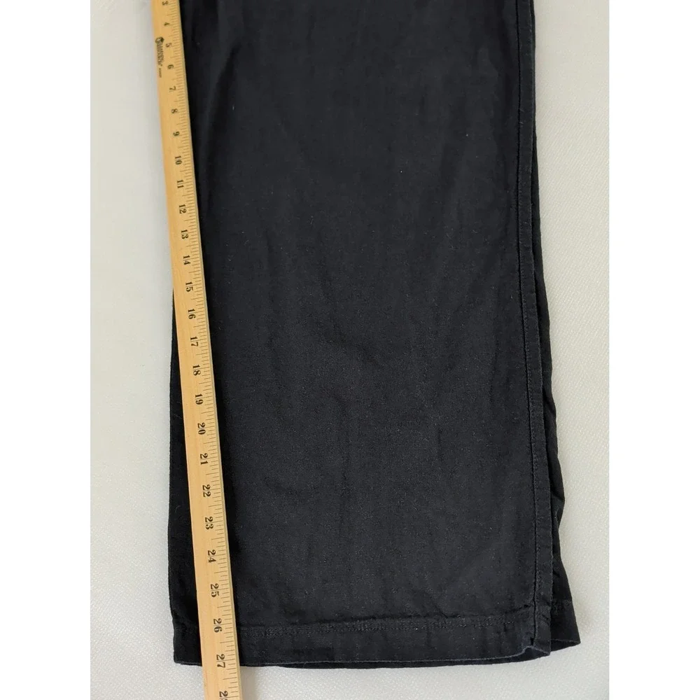 Gap Wide Leg Pants Womens XL‎ Black Linen Blend Pull On Business Casual Beach